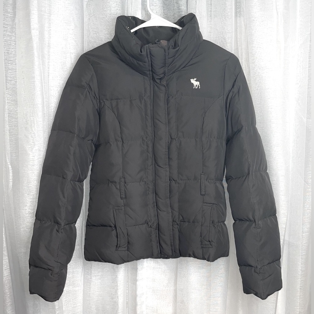 ABERCROMBIE & FITCH Charcoal Gray Quilted Puffer Jacket Girls Large